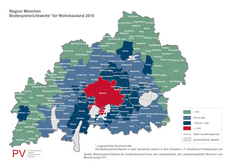 Bodenpreise 2018 © Planungsverband Äußerer Wirtschaftsraum München (PV); Datenquelle: Gutachterausschüsse der Landratsämter sowie LH München und Berechnungen PV 